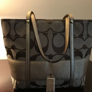 Vintage Coach Signature Strip Tote Bag